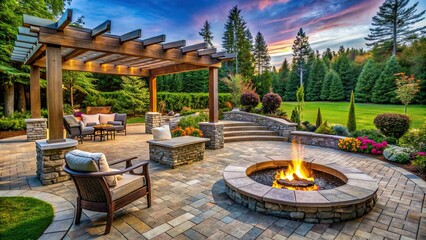 Stone patio and fire pit