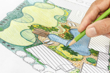 3-D landscape design rendering