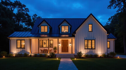Elegant landscape lighting illuminating pathway