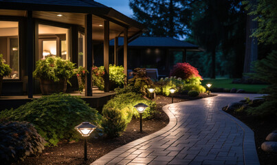 Low-voltage LED uplights on trees