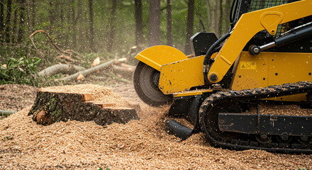 Stump grinder in action